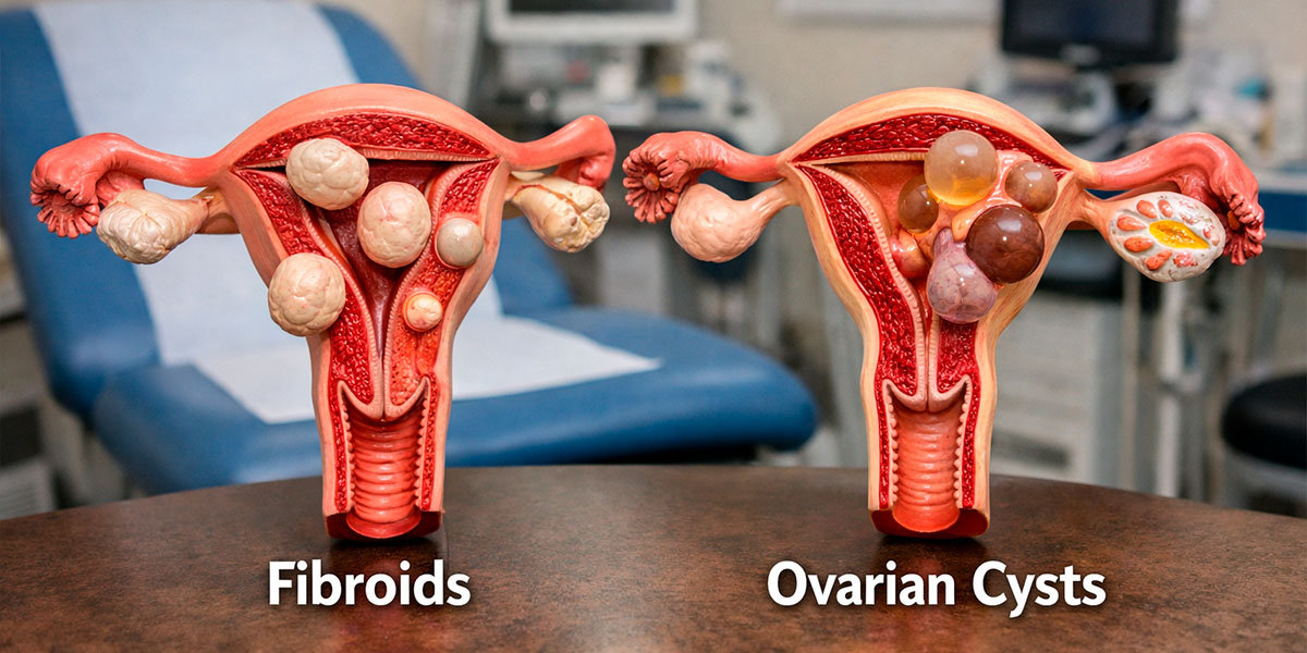 Uterine fibroids and ovarian cysts